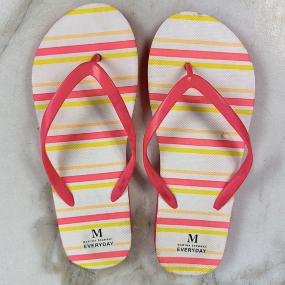 M by Martha Stewart Wmn's Everyday Striped Flip Flops Sandals Slippers, M (7-8)